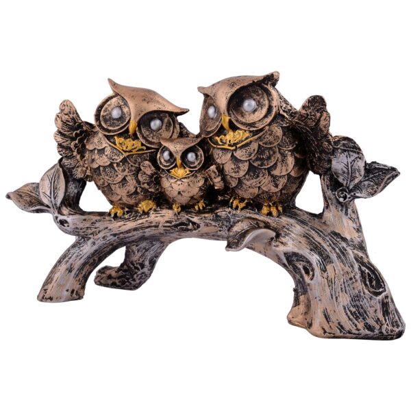 Owl Family Sitting on Tree Decorative Bird Showpieces Statue for Home Decor Living Room Bedroom Wall Shelf Table Top Garden Decoration Items -4 - Image 3