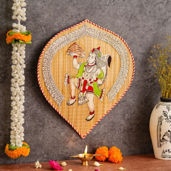 Bamboo Hand Crafted Leaf Design Wall Hangings Of Hanuman Ji For Home Decor | Bamboo Art For Wall Decor - Image 4