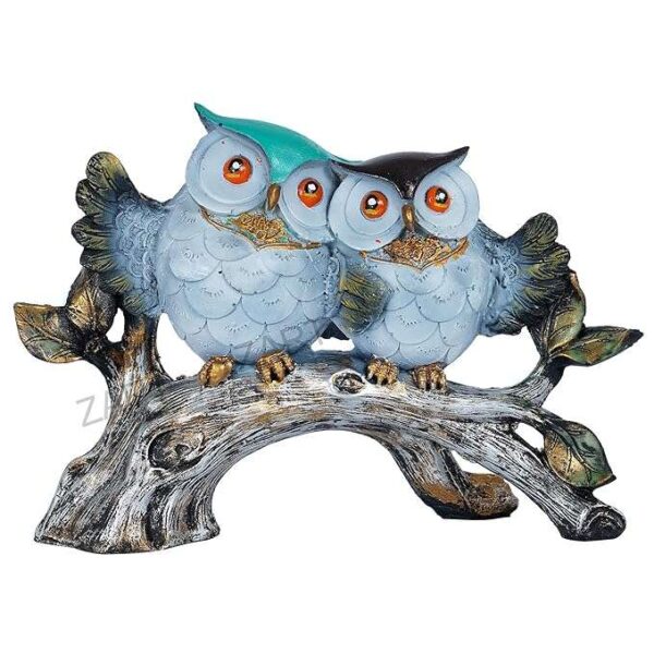 Owl Family Sitting on Tree Decorative Bird Showpieces Statue for Home Decor Living Room Bedroom Wall Shelf Table Top Garden Decoration Items -6 - Image 4