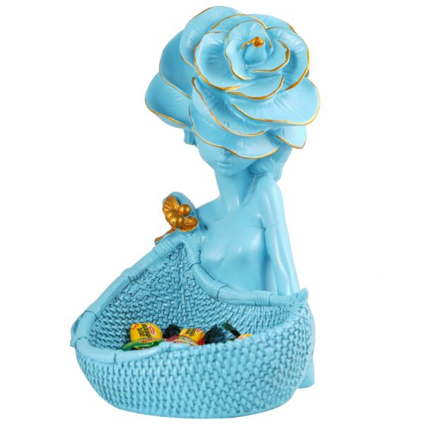 LADY with Basket Showpiece for Home Decor Showpiece | Girl Basket blue Showpiece & Office Decor Showpiece - Image 4