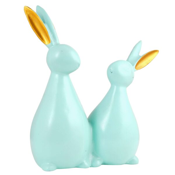 Rabbit Cute Pair Statue for Home Decor Showpiece | Kids Room Decorative Showpiece (Light Green) - Image 3