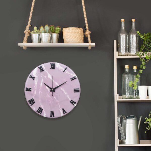 Exquisite Wooden Handmade Wall Clock Pink With White  Printed Acrylic Wall Clock for Home & Office Decorative Big Size Clock (16 Inch) - Image 4