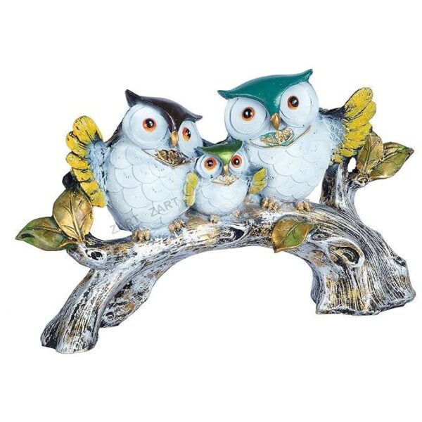 Owl Family Sitting on Tree Decorative Bird Showpieces Statue for Home Decor Living Room Bedroom Wall Shelf Table Top Garden Decoration Items -5 - Image 3