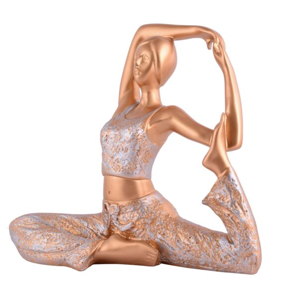 Suitable for home decor Yoga Posture Lady Statue Idol for Home Yoga Statue admirable piece of gift (golden) - Image 3