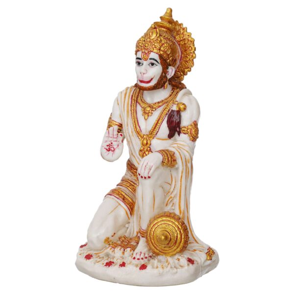 Hanuman Ji Marble Dust Murti Idol, Poly Marble Sitting Bajrang Bali for Pooja Temple Home Decoration Item Positive Envirement - Image 3