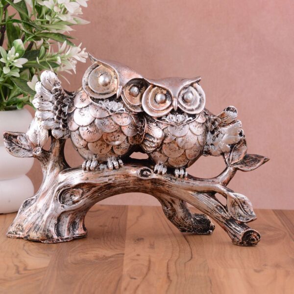 Owl Family Sitting on Tree Decorative Bird Showpieces Statue for Home Decor Living Room Bedroom Wall Shelf Table Top Garden Decoration Items -3