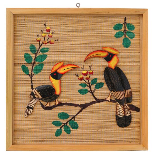 Bamboo Art Couple Hornbill Painting For Home Decor | Bamboo Art Gift For Multiple Occasions - Image 2